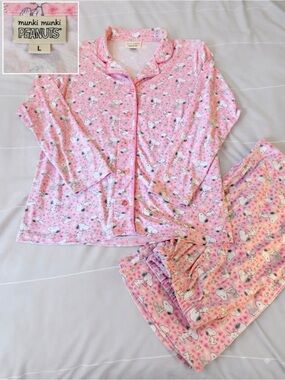 munki munki Peanuts Pink Snoopy Pajama Set